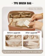 EACHY Travel Makeup Bag,Large Capacity Cosmetic Bags for Women,Waterproof Portable Pouch Open Flat Toiletry Bag Pattern Makeup Bag - Image 4