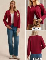 GRACE KARIN Womens Cropped Knit Sweater Blazer, Oversized Open Front Jackets 2025 Fall, Laple Cardigans Dressy Casual - Image 6