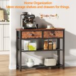 Furologee Console Sofa Table with Storage Shelf for Entry Way, Small 30'' Entryway Table with 2 Fabric Drawers, Industrial Display Shelves for Hallway, Entrance, Foyer, Rustic Brown - Image 7