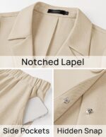 ZESICA Women's 2025 Casual 2 Piece Outfits Short Sleeve Blazer Jacket and Wide Leg Pants Loose Business Suit Sets - Image 9
