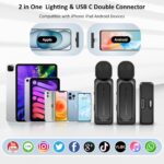 2 Pcs Wireless Lavalier Microphone for iPhone iPad Android with Charging Case 7H Clip on Lapel Microphone Wireless for Video Recording Vlogging, YouTube, Interview, 3 Mode Denoise, 70ft - Image 7