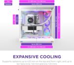 NZXT H9 Flow RGB+ (2025) – Large Dual-Chamber ATX Mid-Tower Airflow PC Case – Includes 7 RGB Fans (6 x 140mm, 1 x 120mm) & Control Hub – 420mm Radiator Support – Back-Connect Ready – White - Image 5