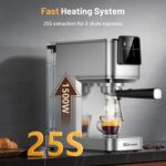 Espresso Machine, 20 Bar Professional Espresso Coffee Maker with Milk Frother Steam Wand, Hot & Iced Coffee Machine, Compact Stainless Steel Coffee Machine for Cappuccino,Latte,Cold Brew - Image 4