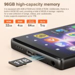 96GB MP3 Player with Bluetooth and WiFi, MP4 Music Player with 5-inch Touch Screen, Spotify, Audible, Amazon Music, Deezer,Built-in Speaker, FM Radio,Android 13.0, up to 1TB Black - Image 3