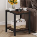 BON AUGURE End Table, Small Side Table for Living Room, Night Stand, Bedside Tables with 2-Tier Storage Shelves for Bedroom, Small Spaces (Rustic Oak) - Image 2