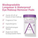Almay Biodegradable Makeup Remover Pads, Longwear & Waterproof, Hypoallergenic, Fragrance-Free, Dermatologist & Ophthalmologist Tested, 80 Count - Image 3