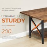 GreenForest Coffee Table with Storage, 39 inch Modern 2-Tier Coffee Tables for Living Room, X-Frame Design Farmhouse Coffee Table Space Saving Living Room Tables, Easy Assembly, Walnut - Image 5
