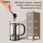 Veken French Press Coffee Maker 34oz 1 L, No Plastic Touching Cafe, Heat Resistant Thickened Borosilicate Glass, Stainless Steel Brewer,Cold Brew Cafetera Teapot for Kitchen Travel Camping,Dark Pewter - Image 8