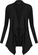 Urban CoCo Women's Drape Front Open Cardigan Long Sleeve Irregular Hem - Image 3