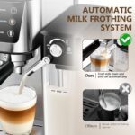 Espresso and Cappuccino Machine 20 Bar, Latte Machine with Automatic Milk Frother, Espresso Maker in Stainless Steel Design,1350W Coffee Maker with Touchscreen for Home (Silver) - Image 6