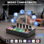 Podcast Equipment Bundle, +8GB Memory Card, Audio Interface Mixer with 48V Condenser Microphone, Built-in Recorder, Stereo, Voice Change for Podcast Recording, Streaming, Cam/PC/Phone/Tiktok (RS2i2) - Image 8