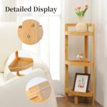 3-Tier Bamboo Corner Shelf, Plant Corner Display Shelf, Multipurpose Shelving Unit for Small Space, Living Room, Easy Assembly, Natural - Image 6