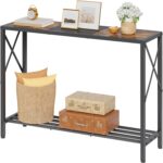 Tajsoon Console Table 41.8”, 2-Tier Industrial Entryway Table, Narrow Entrance Sofa Table with Shelves, Hallway, Living Room, Foyer, Corridor, Office, Rustic Brown and Black - Image 2