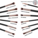 MSQ Eye Makeup Brushes 12pcs Rose Gold Eyeshadow Makeup Brushes Set with Soft Synthetic Hairs & Real Wood Handle for Eyeshadow, Eyebrow, Eyeliner, Blending(without bag) - Image 3