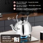 Whistling Tea Kettle Stovetop - 2.3 Quart Round Tea Pot for Stovetop, Silver Mirror Polished Classic Stovetop Kettle, Food Grade Material Teapot for Stove Top - Image 3
