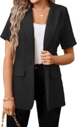 Mina Self Women's 2025 Summer Short Sleeve Blazer Jacket Lightweight Fully-Lined Business Casual Fashion Suit with Pockets - Image 2