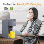 Mini Hot and Iced Coffee Maker Single Serve, for K Cup and Ground, 6 to 14 Oz Brew Sizes, with Recipe Book, for Home, Travel, RV, Office and Dorm, Elegant Gray - Image 5