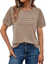AUTOMET Women's Short Sleeve Shirts Dressy Lace Summer Tops 2025 Spring Trendy Casual T-Shirts Cute Work Outfits Blouses - Image 2