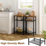 Hoctieon 2-Set 3 Tier End Table, Telephone Table Set of 2, Tall Side Table with Storage Set of 2, Small Nightstand for Small Spaces, Metal Frame, for Living Room, Bedroom, Sofa Couch, Rustic Brown - Image 9