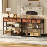 Furologee Console Sofa Table with Storage Shelf for Entry Way, Small 30'' Entryway Table with 2 Fabric Drawers, Industrial Display Shelves for Hallway, Entrance, Foyer, Rustic Brown - Image 9
