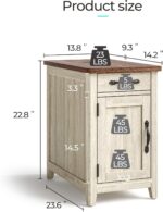 LINSY HOME Farmhouse End Table with Charging Station, Narrow Side Table for Living Room, Sofa Side Table with Drawer and Storage Cabinet, Small Nightstand for Home Office - Image 4