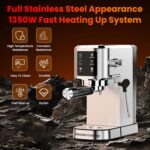 Espresso Machine 20 Bar,Touchscreen Espresso Maker with Steam Milk Frother, Stainless Steel Expresso Coffee Machine for Home with Removable Water Tank for Cappuccino Latte,Cold Brew,Long Coffee - Image 7