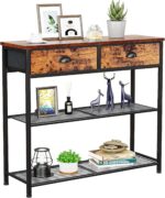 Furologee Console Sofa Table with Storage Shelf for Entry Way, Small 30'' Entryway Table with 2 Fabric Drawers, Industrial Display Shelves for Hallway, Entrance, Foyer, Rustic Brown - Image 2