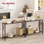 Tajsoon Console Table 41.8”, 2-Tier Industrial Entryway Table, Narrow Entrance Sofa Table with Shelves, Hallway, Living Room, Foyer, Corridor, Office, Rustic Brown and Black - Image 3
