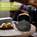 suyika Japanese Tetsubin Cast Iron Teapot Tea Kettle pot with Stainless Steel Infuser for Stovetop Safe Coated with Enameled Interior 30 oz/900 ml - Image 4