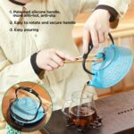 Cast Iron Teapot, Japanese Tea Pot with Infuser for Loose Leaf, Tea Kettle Stovetop Safe Coated with Enameled Interior, Clouds Pattern 27oz, 800ml Sky-Blue - Image 5