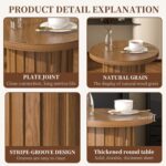Farmhouse Pedestal End Table Round Side Table with Fluted Panel Rustic Drink Table for Small Space Living Room (Walnut) - Image 5