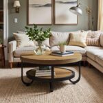 Tribesigns Round Coffee Table, 2-Tier Modern Wood Circle Center Table with Storage Shelf and Metal Frame, 31.5" Farmhouse Accent Cocktail Table for Living Room, Small Space, Brown - Image 4