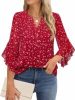 Timeson Women's 3/4 Sleeve Tops Dressy Casual Business Work Blouses Chiffon Shirts - Image 3