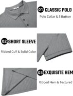 COOFANDY Men's Textured Polo Shirts Short Sleeve Slim Fit Casual Button Polo T-Shirt Summer Collared Golf Shirt - Image 6