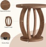 Tribesigns End Table, Round Side Table with Storage, Farmhouse Nightstand Bedside with Round Tabletop, Accent End Table for Living Room Bedroom Small Space, Wooden Accent Furniture (2, Brown) - Image 9