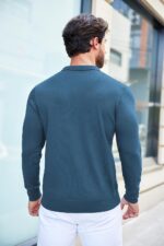 COOFANDY Mens Knit Polo Shirts Casual Long Sleeve Classic Polo Shirts Button Down Golf Shirts - Image 5
