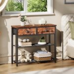 Furologee Console Sofa Table with Storage Shelf for Entry Way, Small 30'' Entryway Table with 2 Fabric Drawers, Industrial Display Shelves for Hallway, Entrance, Foyer, Rustic Brown - Image 10