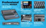 EMX-16 Professional Analog Mixer Console (16-Channel) USB & Computer Recording, 3-Band Equalizer, Bluetooth, 4 Aux & 4 Sub, MP3 Player, 32 Effects, LCD Screen, Church, DJ, Band. - Image 8