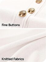 MEROKEETY Women's Knit Bodycon Sweater Dress Button Short Sleeve Crew Neck Elegant Formal Mini Dress - Image 6