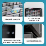 IRIS USA Screw Tool Organizer Small Parts Cabinet, 44-Drawer, Electronics Hardware Nuts and Bolts Plastic Storage Drawers Garage Storage, Stackable Bead Craft Organizer Building Bricks Sorter, Black - Image 5