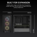 CORSAIR 4000D RS ARGB Frame Modular Mid-Tower ATX PC Case – High Airflow, 3X Pre-Installed RS ARGB Fans, InfiniRail™ Fan Mounting System, ASUS BTF, MSI Project Zero, Gigabyte Project Stealth – Black - Image 11