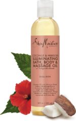 SheaMoisture Bath, Body & Massage Oil, Coconut & Hibiscus, 2-Pack – Illuminating Moisturizer for Dry Skin, 8 Oz Ea - Image 4