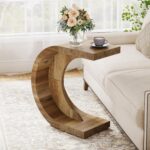 Tribesigns C-Shaped End Table, Side Table for Couch Sofa Living Room Bedroom Small Space, Rustic Brown - Image 2