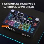 RHM X7 Podcast Equipment, Audio Mixer Interface with 48V Phantom Power & XLR Microphone Interface, 4 Voice Changing Modes, 16 Sound Effects, LCD Display, for PC/Phone/Streaming (TY01) - Image 4