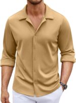 COOFANDY Men's Long Sleeve Button Down Wrinkle Free Shirt Casual Untucked Stretch Dress Shirts - Image 2