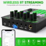 Pyle Portable Bluetooth Live Broadcast Sound Card Pro Audio Interface DJ mixer Condenser w/Microphone Set, for Streaming Podcasts Studio, Recording PC, Gaming, Phone, w/FX, Ambient Sounds - Image 5