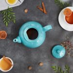 RSVP International Stoneware Teapot Collection, Microwave and Dishwasher Safe, 42 oz, Turquoise - Image 4