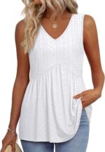 OFEEFAN Womens Tank Tops 2025 Flowy Peplum Tops for Women Dressy Sleeveless V Neck Babydoll Tank Tops - Image 2