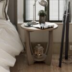 Rustic Farmhouse End Table with Storage Shelf, French Country Accent Side Table for Family, Dinning or Living Room, Small Spaces, Modern, Round, Vintage Grey Finish - Image 7