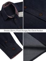 COOFANDY Men's Long Sleeve Casual Button Down Shirts Untucked Shirts Plaid Collar Vintage Denim Shirt - Image 6